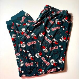 Love to lounge Christmas Hat The Grinch green and red Pajamas Pants Sz L